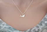Sterling Silver Humpback Whale Charm with Heart Cutout Necklace, Silver Humpback Whale Pendant with Heart Cutout Necklace, Whale Necklace