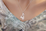 Sterling Silver Horse Pendant - Openwork Horse Charm Necklace, Silver Galloping Horse Pendant Necklace, Galloping Horse Charm Necklace