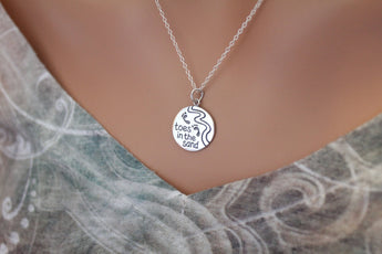 Sterling Silver Beach Charm - Toes in the Sand Charm Necklace, Silver Toes in the Sand Necklace, Toes in the Sand Beach Necklace