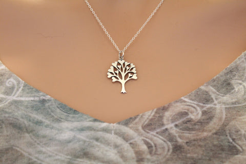 Sterling Silver Family Tree Pendant Necklace, Silver Family Tree Charm Necklace, Keepsake Silver Family Tree Pendant Necklace, Tree Necklace