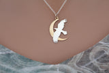 Sterling Silver Raven on a Bronze Moon Necklace, Silver Raven on a Bronze Moon Necklace,Silver Raven Necklace, Bird Necklace