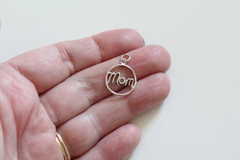 Sterling Silver Mom Charm in Cursive Script harm, Silver Cursive Mom Charm, Cursive Mom Pendant, Gift for Mom, Mothers Day Gift