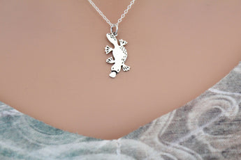 Sterling Silver Platypus Charm Necklace, Silver Platypus Necklace, Adorable Platypus Necklace, Cute Silver Platypus Charm Necklace