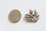 Sterling Silver Octopus Charm Link, Silver Octopus Pendant, Marine Mammal Octopus Charm Pendant, Cute Octopus Charm, Realistic Octopus Charm