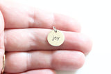 Sterling Silver Word Charm - Joy - Round Charm, Silver Word Joy Charm, Joy Word Charm, Silver Joy Charm Pendant, Silver Joy Charm