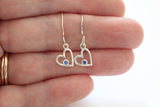 Sterling Silver Birthstone Heart September Sapphire Crystal Earrings, Birthstone Heart September Blue Gem Earrings, Blue Gem Earrings