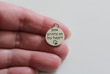 Sterling Silver Paw Prints on my Heart Charm, Silver Message Paw Prints on my Heart Charm, Paw Prints Charm, Animal Lover Charm