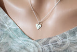 Sterling Silver Custom Heart Charm Necklace, Engraved Heart Charm Necklace, Custom Heart Charm Necklace, Customizable Heart Charm Necklace