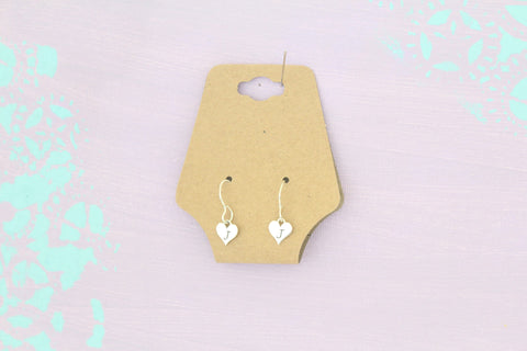 Sterling Silver J Letter Heart Earrings, Silver Tiny Stamped J Initial Heart Earrings, Stamped J Letter Charm Earrings, J Initial Earrings