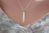 PERSONALIZED CHILDS HANDWRITING Necklace - Sterling Silver Vertical Childs Handwriting Bar Necklace with Heart Cutout