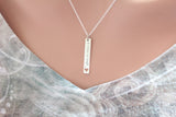 PERSONALIZED CHILDS HANDWRITING Necklace - Sterling Silver Vertical Childs Handwriting Bar Necklace with Heart Cutout