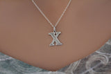 Sterling Silver Uppercase X Initial Charm Necklace, Sterling Silver Uppercase X Letter Necklace, Uppercase X Necklace, Initial X Necklace