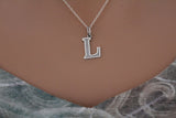 Sterling Silver Uppercase L Initial Charm Necklace, Sterling Silver Uppercase L Letter Necklace, Uppercase L Necklace, Uppercase L