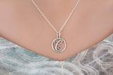 Sterling Silver Rustic Cursive Initial Charm Letter C Necklace, Silver Rustsic Cursive Letter C Necklace,  Silver Cursive Letter C Necklace