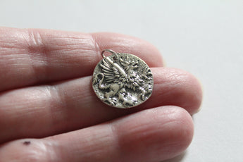 Sterling Silver Ancient Griffin Coin Jewelry Charm, Silver Ancient Griffin Coin Charm, Silver Ancient Griffin Coin Charm Pendant
