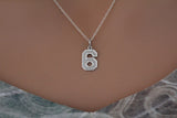 Sterling Silver Number Six Charm Necklace, Sterling Silver Number Six Necklace, 6 Necklace, Number 6 Charm Necklace