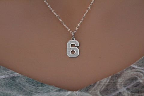 Sterling Silver Number Six Charm Necklace, Sterling Silver Number Six Necklace, 6 Necklace, Number 6 Charm Necklace