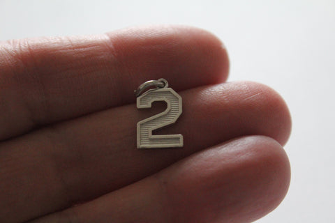 Sterling Silver Number Two Charm Pendant,  Sterling Silver Number Two Charm, 2 Charm, 2 Number Charm, Number 2 Pendnat, Silver 2 Charm