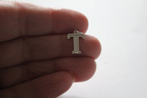Sterling Silver Uppercase T Initial Charm, Sterling Silver Uppercase T Letter Charm, Uppercase T Pendant, Uppercase T Charm, T Pendant