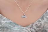 Sterling Silver Motorcycle Charm Necklace, Silver Realistic Motorcycle, Motorcycle Necklace, Double sided Motorcycle Charm Necklace,