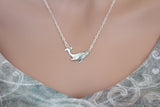 Sterling Silver Humpback Whale Pendant Necklace, Silver Humpback Whale Charm Necklace, Humpback Whale Pendant Necklace, Humpback Necklace
