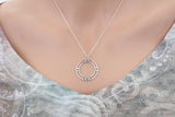 Sterling Silver Double Circle Charm with Granulation Necklace, Silver Double Circle Charm with Granulation Necklace, Double Circle Necklace