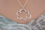 Sterling Silver Large Cloud Charm Necklace, Silver Large Cloud Charm Necklace, Silver Openwork Cloud Charm Necklace, Silver Cloud Necklace