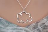 Sterling Silver Large Cloud Charm Necklace, Silver Large Cloud Charm Necklace, Silver Openwork Cloud Charm Necklace, Silver Cloud Necklace
