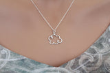 Sterling Silver Small Cloud Charm Necklace, Silver Small Cloud Charm Necklace, Silver Openwork Cloud Charm Necklace, Silver Cloud Necklace