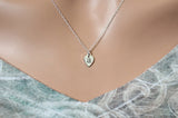 Tiny Sterling Silver Initial A Lotus Petal Charm Necklace, Letter A Lotus Petal Charm Necklace, Tiny A Lotus Petal Initial Necklace, A Charm