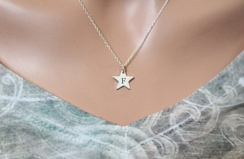 Sterling Silver Capital F Star Charm Necklace, Silver Capital F Star Charm Necklace, Capital F Star Charm Necklace, F Star Charm, F Pendant