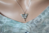 Sterling Silver Luna Moth Pendant Necklace, Moth Necklace, Silver Moth Charm Necklace, Moth Charm Necklace, Silver Moth Necklace, Moth Charm