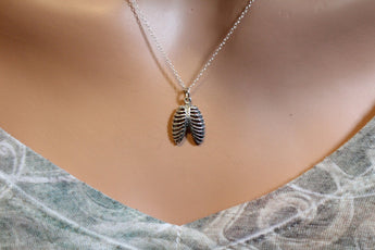 Sterling Silver Ribcage Charm Necklace, Silver Ribcage Charm Necklace, Ribcage Charm Necklace, Ribcage Pendant Necklace, Ribcage Necklace