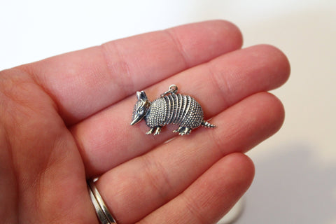 Sterling Silver Armadillo Charm, Sterling Silver Armadillo Pendant, Silver Armadillo Charm, Silver Armadillo Pendant, Armadillo Charm