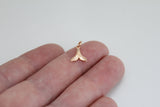 Rose Gold Whale Tail Charm, 18K Rose Gold Plated Whale Tail Charm, Tiny Whale Tail Charm, Rose Gold Plated Whale Tail Charm,Whale Tail Charm