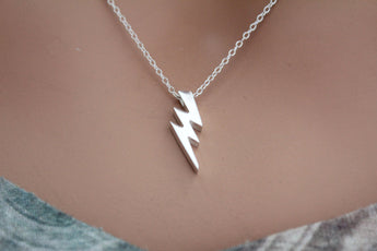 Sterling Silver Lightning Bead Charm Necklace, Sterling Silver Lightning Bead Necklace, Sterling Silver Lightning Necklace