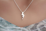 Sterling Silver Lightning Bead Charm Necklace, Sterling Silver Lightning Bead Necklace, Sterling Silver Lightning Necklace