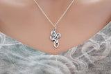 Sterling Silver Three Mushrooms Charm Necklace, Sterling Silver Three Mushrooms Pendant Necklace,Silver Three Mushrooms Charm Necklace