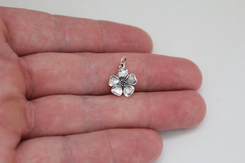 Sterling Silver Large Cherry Blossom Charm, Sterling Silver Big Cherry Blossom Charm, Sterling Silver Large Cherry Blossom Flower Pendant