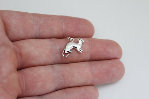 Sterling Silver Ferret Charm Necklace, Sterling Silver Ferret Necklace, Silver Ferret Necklace, Sterling Silver Cute Ferret Charm Necklace