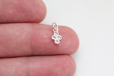 Sterling Silver Clear Nano Gem Cluster Charm, Sterling Silver Clear Nano Gem Cluster Pendant, Silver Clear Nano Gem Cluster Charm
