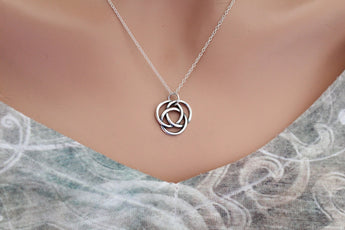 Sterling Silver Infinite Circles Love Knot Charm Necklace, Silver Infinite Circles Love Knot Charm Necklace, Infinite Circles Love Necklace