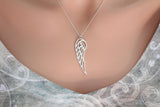 Sterling Silver Large Wing Charm Necklace, Sterling Silver Large Wing Necklace, Silver Large Wing Charm Necklace, Silver Wing Charm Necklace