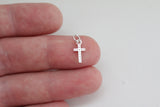 Sterling Silver Cross with Clear Nano Gems Charm, Sterling Silver Cross with Nano Gems Charm, Silver  Nano Gems Cross Charm, Cross Charm