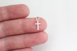 Sterling Silver Cross with Clear Nano Gems Charm, Sterling Silver Cross with Nano Gems Charm, Silver  Nano Gems Cross Charm, Cross Charm