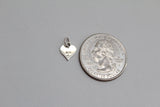 Sterling Silver E Heart Charm, Sterling Silver Small E Heart Charm, Silver E Heart Charm, Silver Dainty E Heart Charm, E. Heart Charm