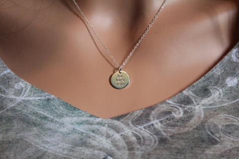 Sterling Silver Be Here Now Necklace, Be Here Now Word Necklace, Be Here Now Necklace, Be Here Now Saying Necklace